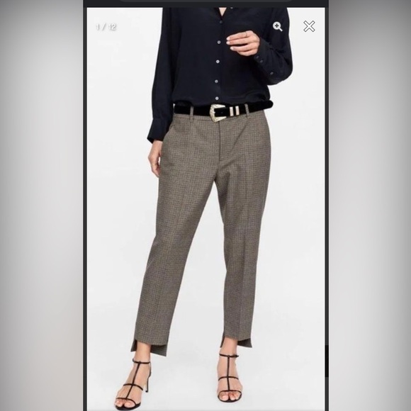 ZARA Asymmetrical Hem Plaid Trousers size 2 - Picture 3 of 11